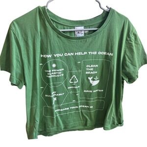 Princess Polly Green Graphic Crop T Shirt Women US 14 How You Can Help The Ocean